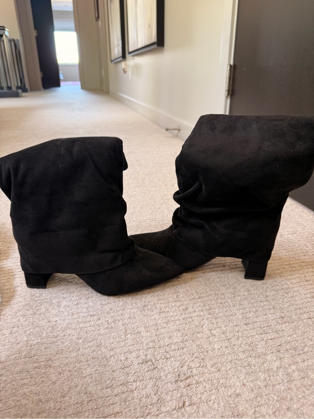 Windsor Black Slouchy Mid-Heel Boots